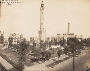 Vista de la Torre de Agua y la Estación de Bombeo de Chicago Avenue, Chicago, 1890